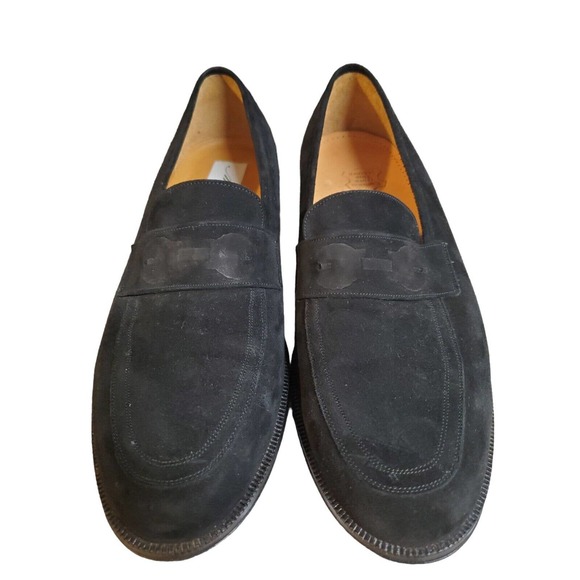 Mezlan Dress Shoes Genuine Penny Loafers Suede Slip On Velvet Black Men\'s 9 READ main image 5